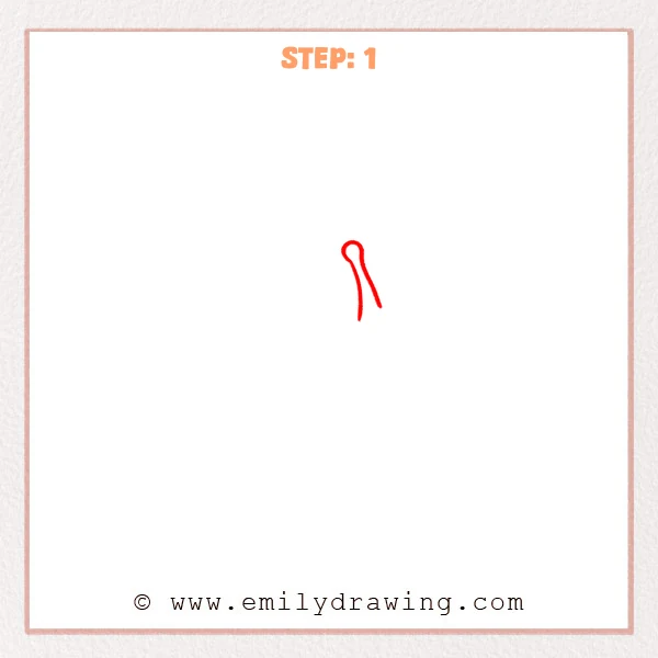 how to draw a cartoon snail - First stage of a cartoon snail showing a single raised eye stalk with a rounded tip and two close parallel lines.